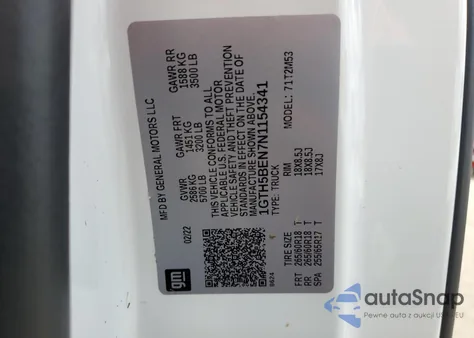 2022 GMC Canyon Elevation z USA, uszkodzony, nr VIN 1GTH5BEN7N1154341